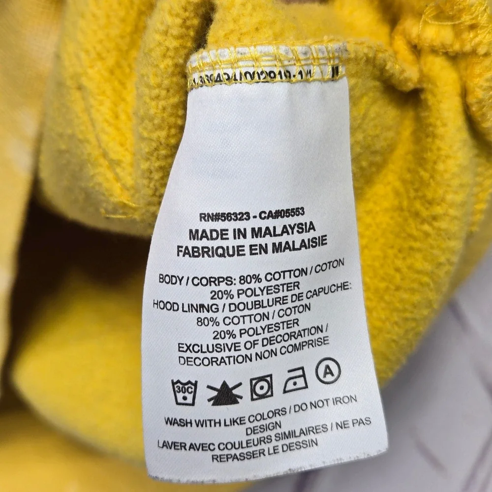Air Jordan Men Yellow Acid Wash Bleach Splatter Pullover Hoodie Graphic Sz Small